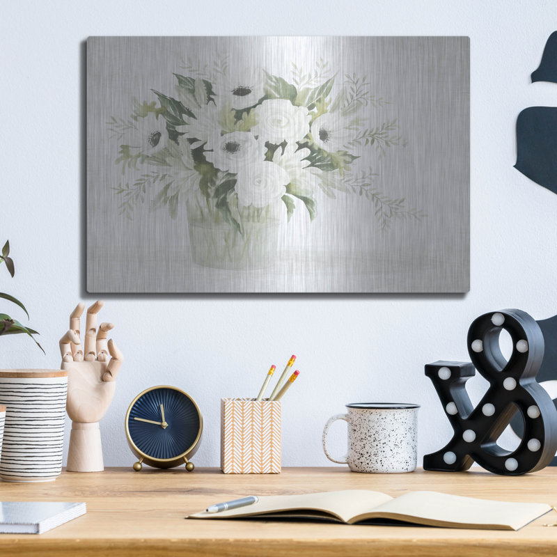 «Fresh Blooms 1» par Cindy Jacobs, art mural en métal, H 12 po x l 16 po