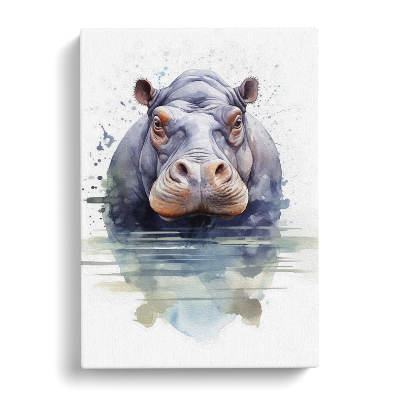 Hippo Geometric - Wrapped Canvas, 50cm H x 35cm W x 3cm D
