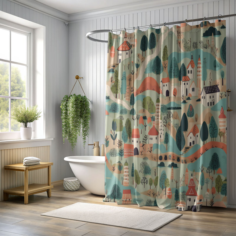 Colorful Architecture - Rideau de douche Premium, L 71 po x L 74 po