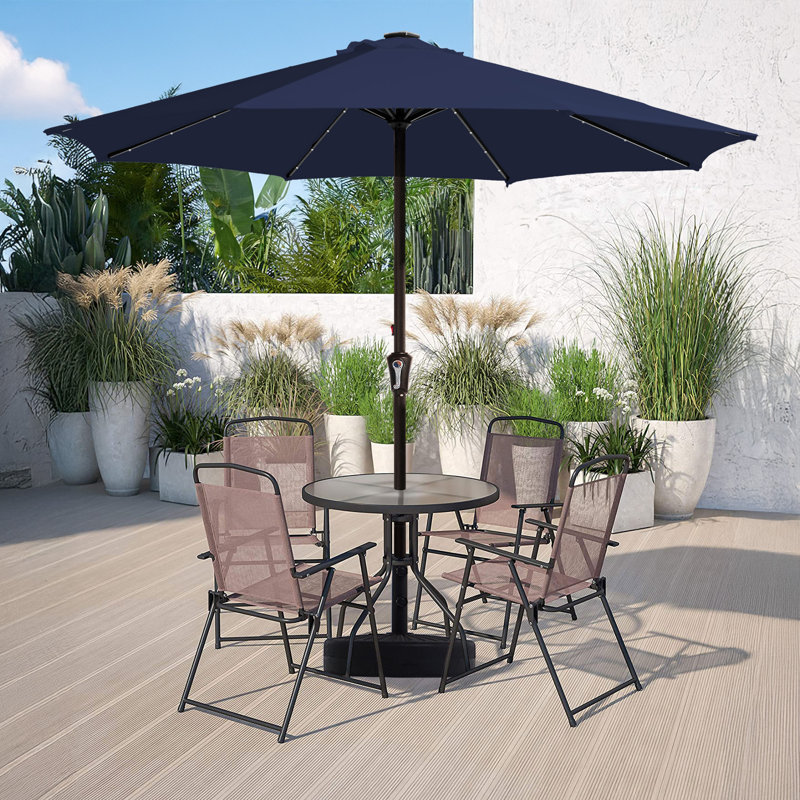 Parasol de marché avec manivelle Beka, Marine, H 99,6 po x l 132 po x P 132 po