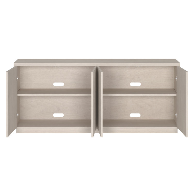 Alston 68" Mid-Century Modern Buffet Table in Alder White with Adjustable Shelves & Cable Management | Fluted Sideboard for Dining Room