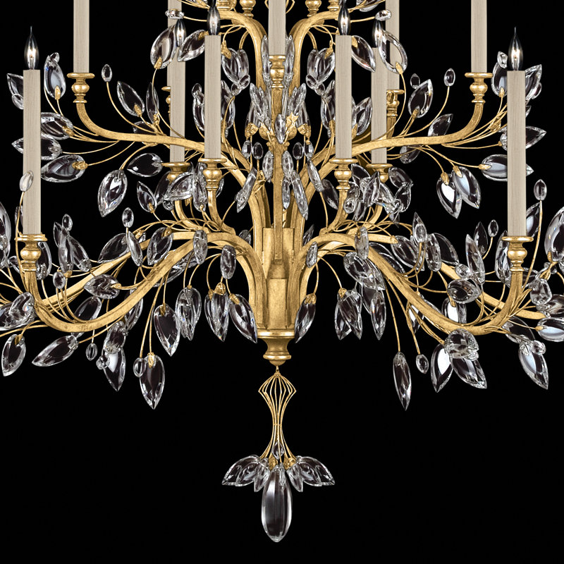 Lustre rond en cristal 75 po Laurel, Or