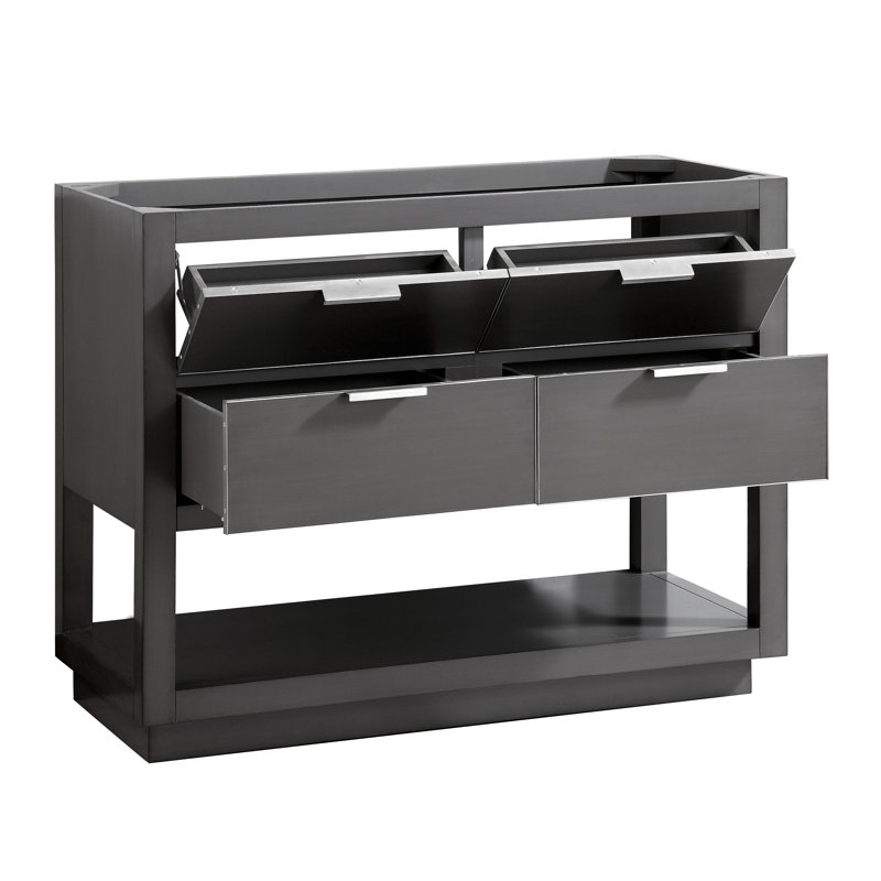 Base de meuble-lavabo simple 42 po Allie, Gris crépuscule / argent brossé