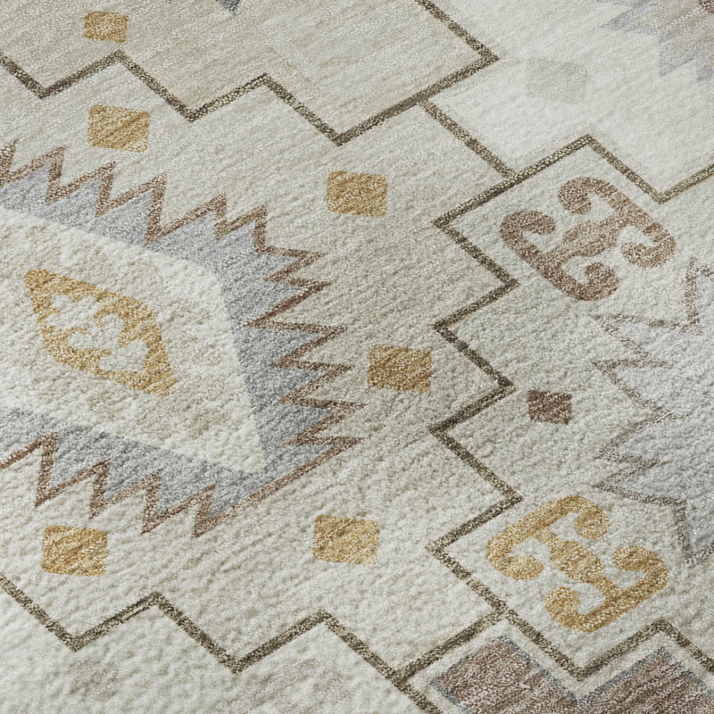 Premium Machine Washable Mayfield  Ethnic Rug, Ivory, 2'6" x 3'10"