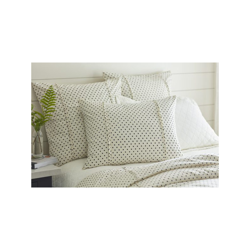 Polka Dot Black Cotton Sham, Standard, Navy