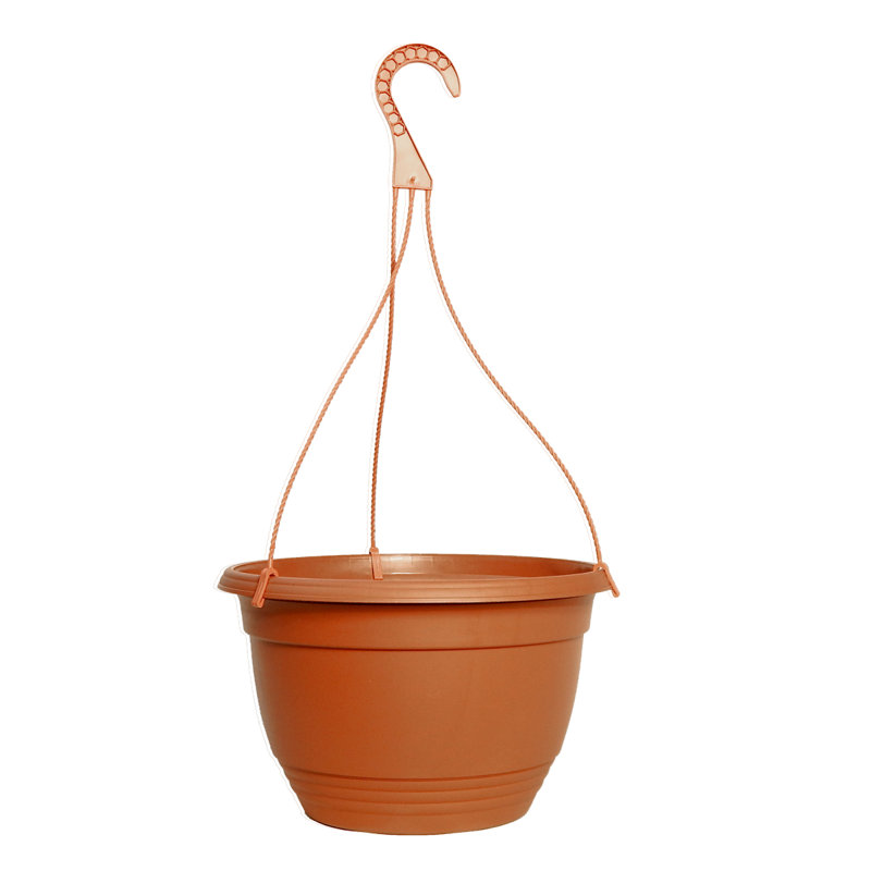12 Inch Plastic Terracotta Coloured Hanging Basket (3 Pack)