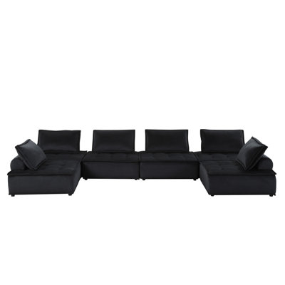 Velvet 6-Seater U-Shape Modular Sectional Sofa