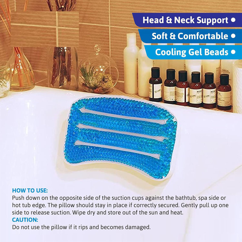 Soothing Gel Bathtub Pillow for Bathtub, Hot Tub & Home Spa