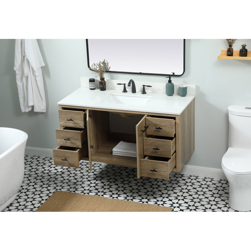 Ensemble de meuble-lavabo simple 48 po Cyrus, Chêne naturel
