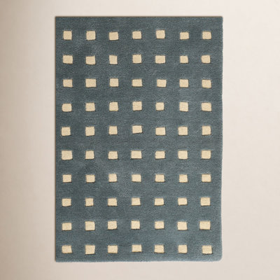 Lang Blue Hand-Tufted Geometric Wool Rug