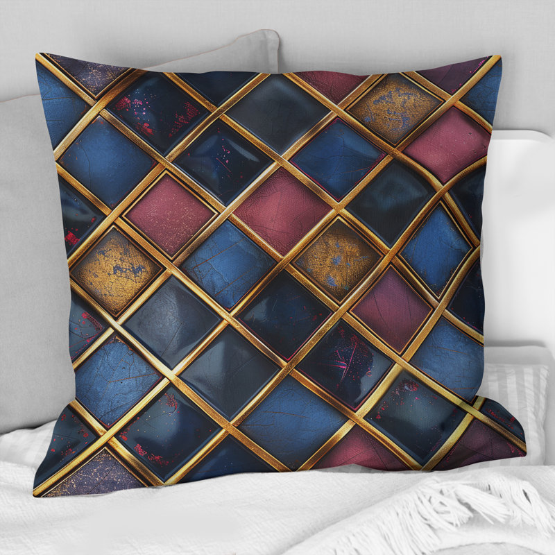 Coussin décoratif géométrique Glam Squares Glam, H 18 po x H 18 po