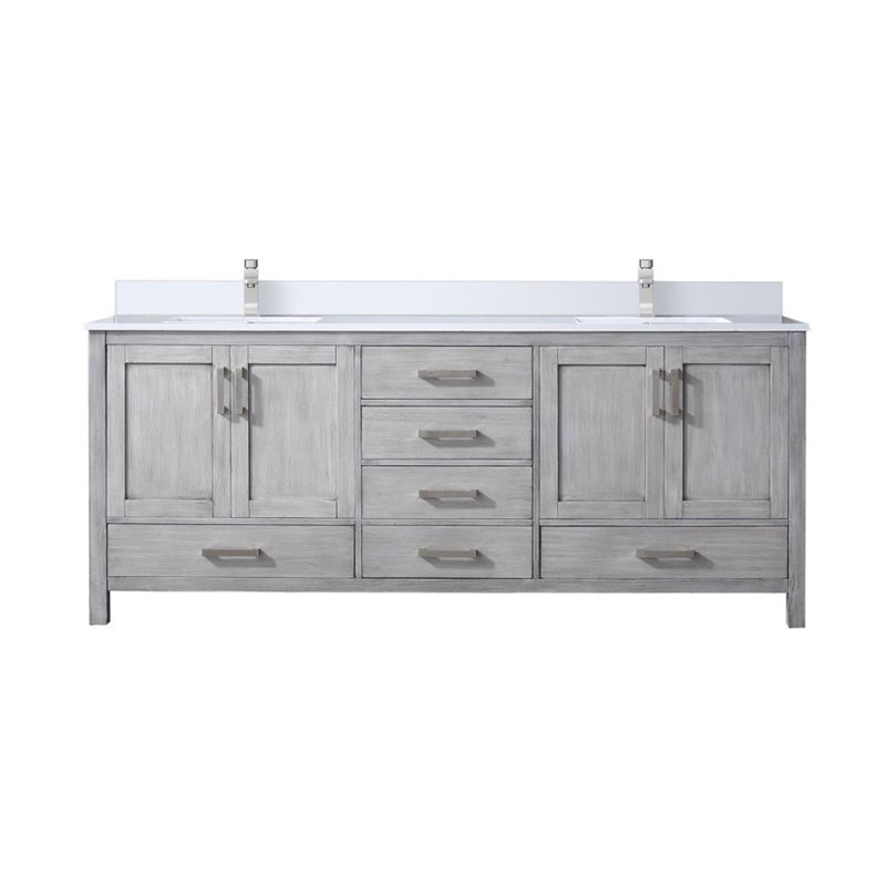 Meuble-lavabo double 80 po X P 22 po D, plateau en marbre de culture et robinet