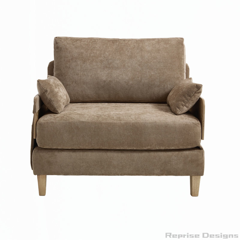 Canapé inclinable convertible 3-en-1 avec coussins, Marron clair