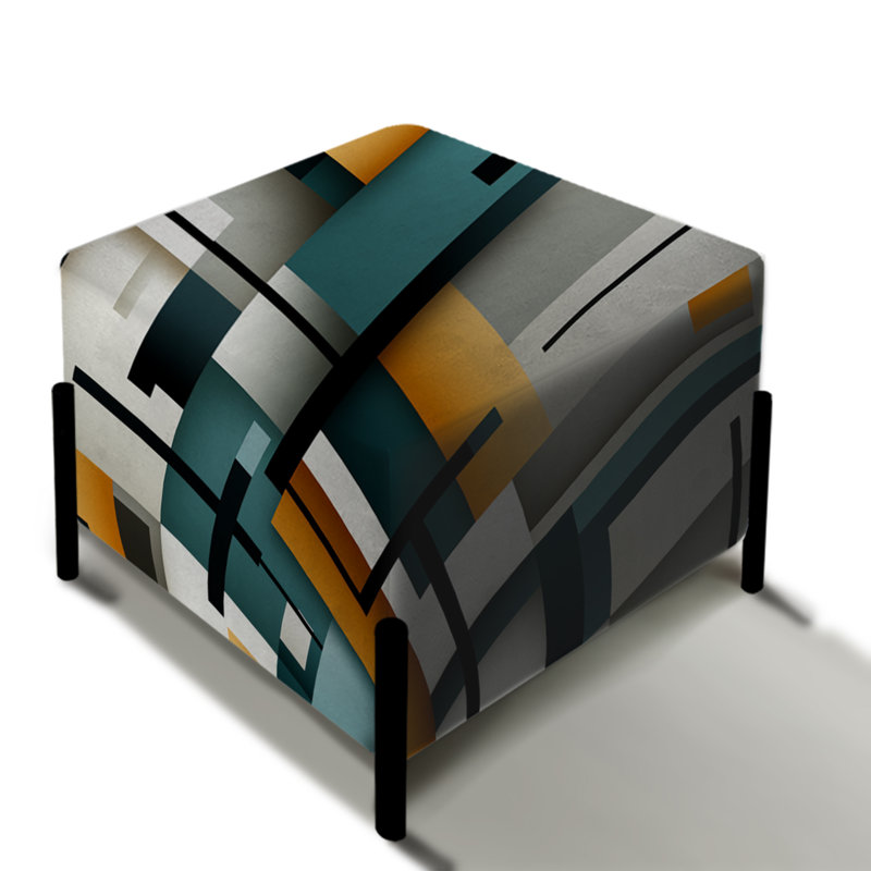 Metropolitan Cubic Geometric Patterns - Geometric Square Ottoman