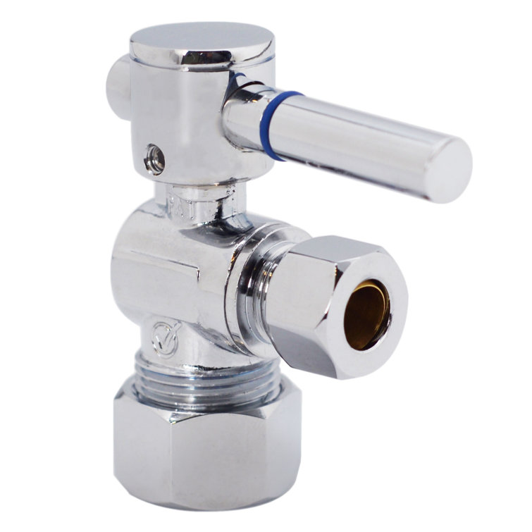 1/4-Turn Lever Handle Angle Stop Shut Off Valve, 1/2" IPS x 3/8" OD