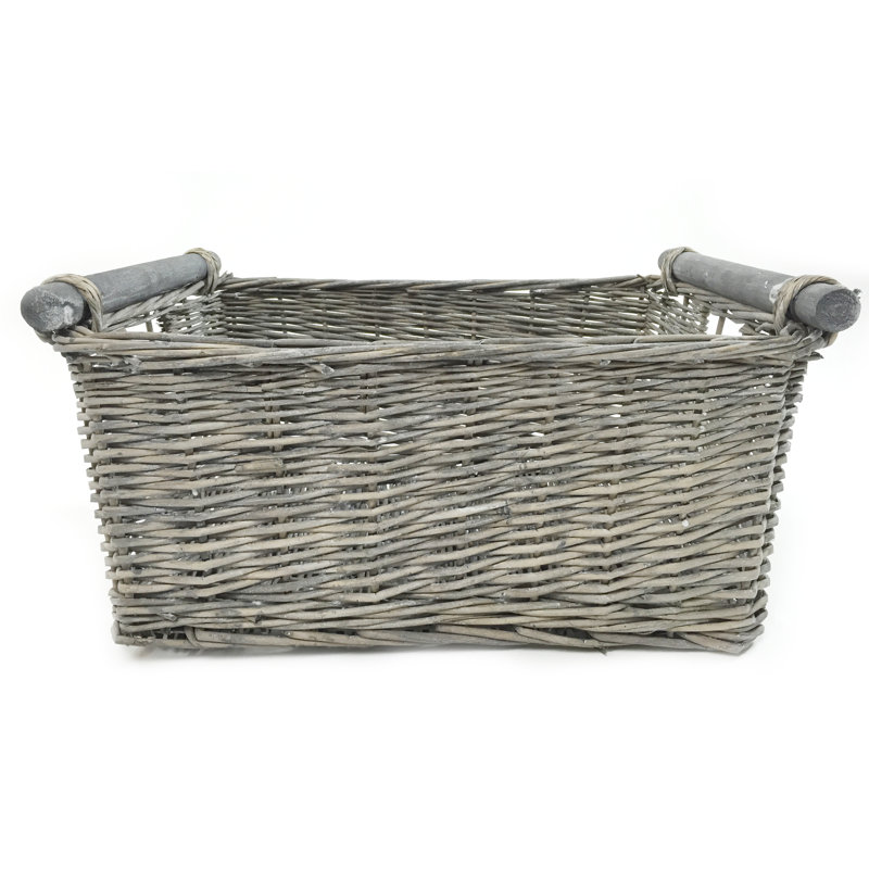 Three Posts Wicker Decorative Basket, 22cm H x 51cm W x 41cm D, Grey
