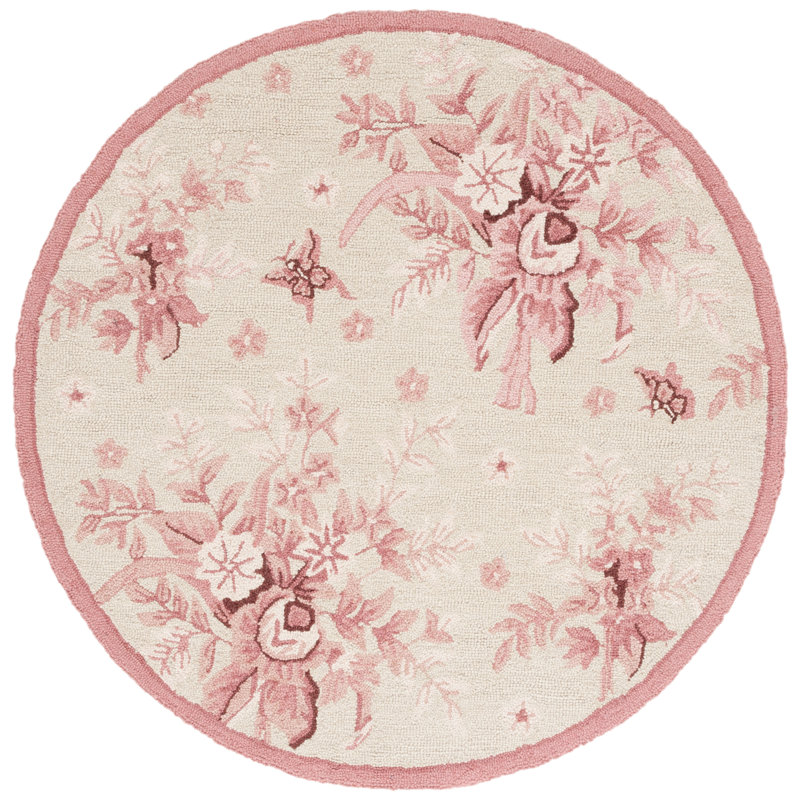 Tapis floral en laine crocheté à la main Jonsson, Rond 4 pi
