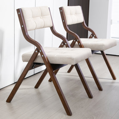 Chaise pliante rembourrée en bois avec coussin, ensemble de 2, siège portable et assemblé pour la cuisine, mariage