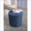 Pouf repose-pieds cylindrique pour chambre à coucher, bleu royal | Bleu | Velours-123499622