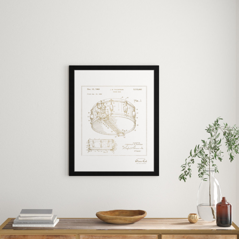 'Snare Drum 1962' Framed Graphic Art in Gold