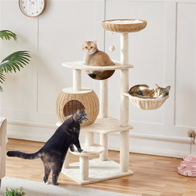 137.5cm H Tall Rattan Cat Tree