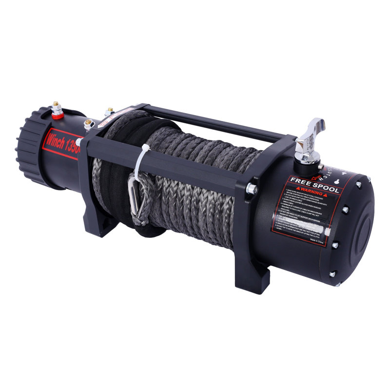 Treuil électrique 13 500 lb - Treuil de récupération en acier 12 V CC avec filoir en aluminium
