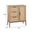 Armoire de rangement à 3 tiroirs de style Mid-Century avec portes ornées et tablettes réglables, pour un usage domestique