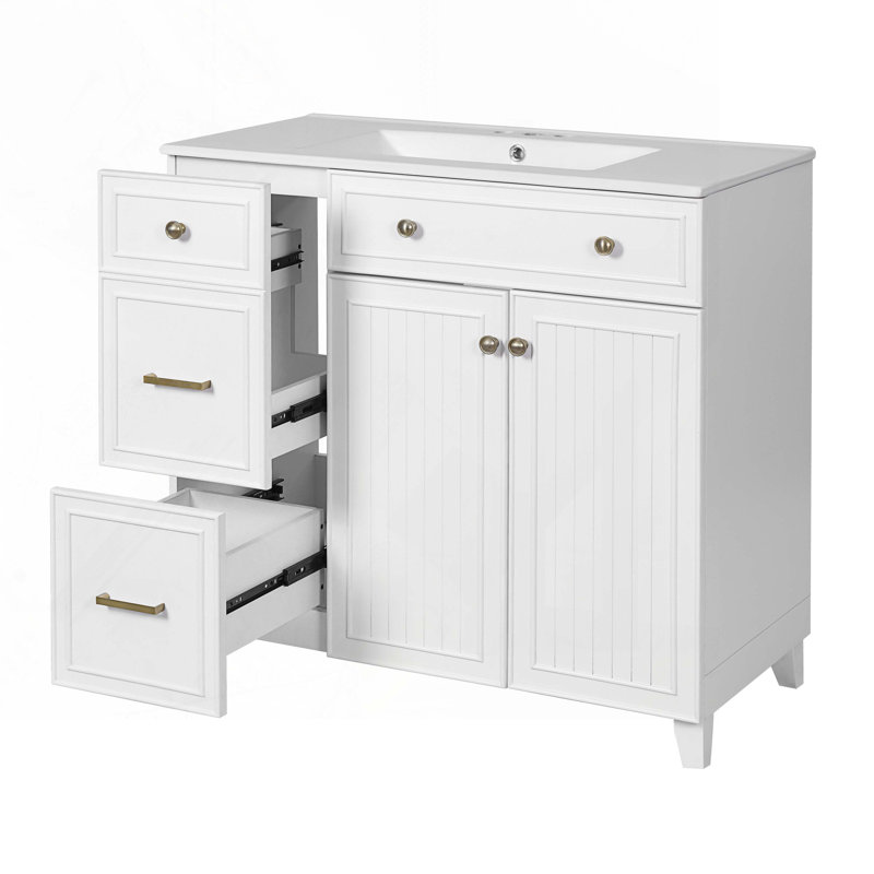 Bathroom Vanity with Ceramic Sink, White