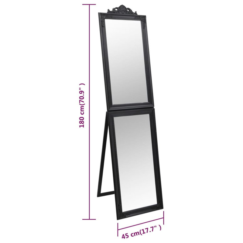 Miroir de plancher Wegford, 70,9 po x 17,7 po, Noir