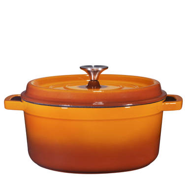 Bruntmor enameled cast iron balti dish with wide loop handles (3 quart,  pumpkin)