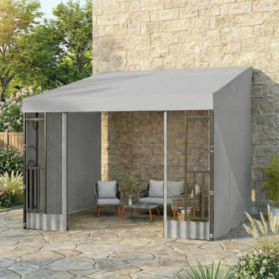 Pavillon de jardin mural 10 'x 10' avec rideaux et filets