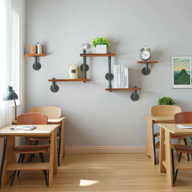 Floating Plant Shelves For Wall, Decorations Display Bookshelf Sundries Holder, Rustic Wood Storage Rack For Bedroom,Living Room Kitchen Bar Organizer