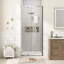Porte de douche pivotante encadrée de 71 à 81 cm (L) x 183 cm (H) en chrome avec verre trempé transparent de 6 mm, pellicule anti-éclats et revêtement facile à nettoyer-133948350-105653587