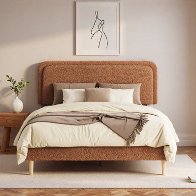 Lit plateforme moelleux rembourré avec tête de lit réglable en hauteur, structure robuste et Alats, conception silencieuse, compatible avec les matelas sans ressorts, cadre de lit