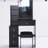 Black Vanity Table With Cushioned Stool & Sliding Mirror, Multi-Layer Storage For Small Areas, , , , Ul Approved Design Compact Seat, Extra Large Multi-Layered Confined Bedroom Space-120661147