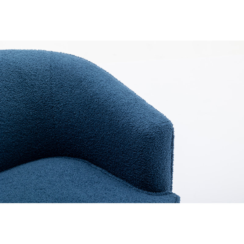 Jenai Upholstered Swivel Barrel Chair, Navy Polyester