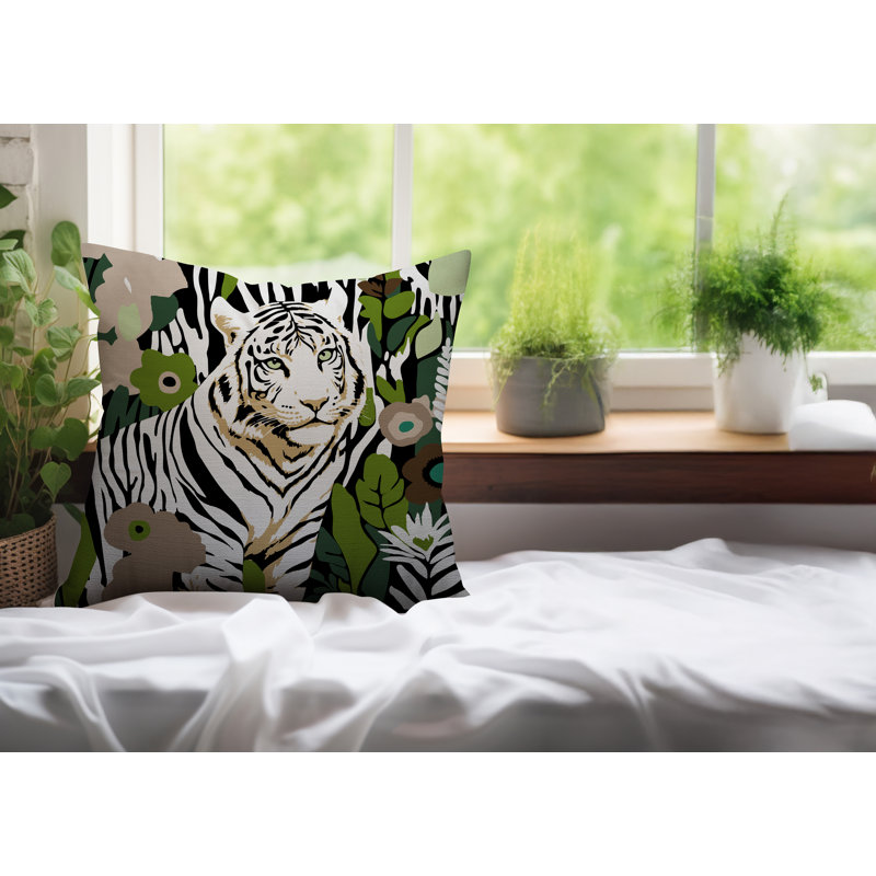 Oreiller carré réversible intérieur / extérieur Wilo Tiger, H 18 po x l 18 po, Beige