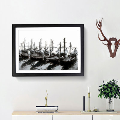 Docked Gondolas in Venice Italy in Abstract - Picture Frame Painting Print