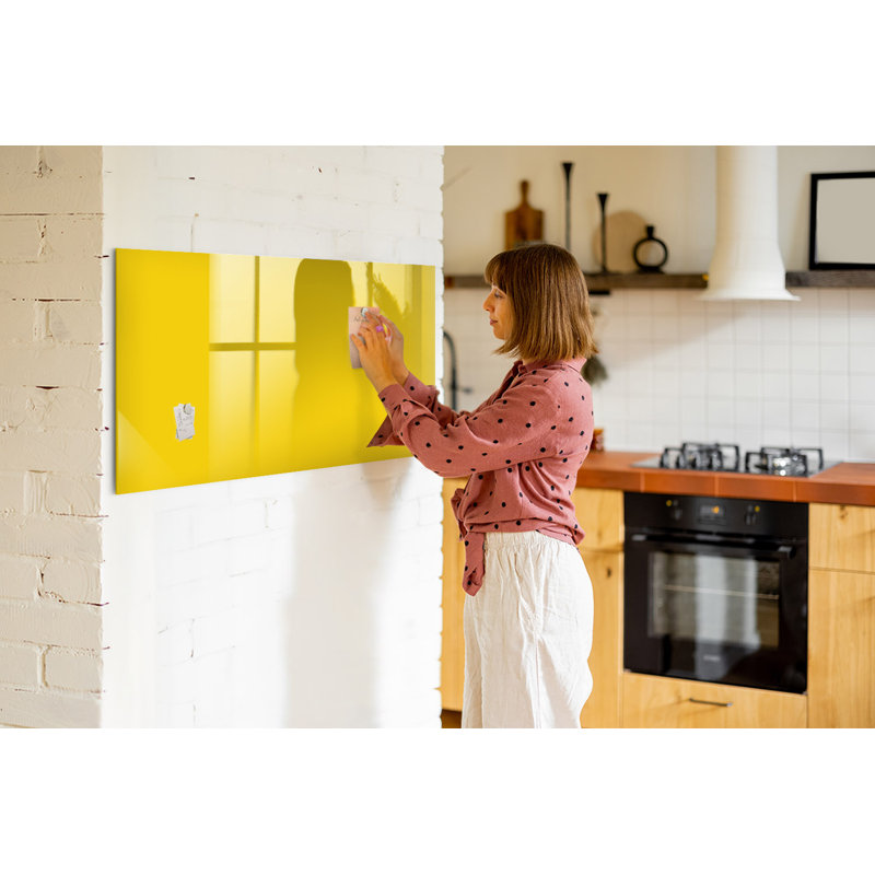 Magnetic Glass Dry Erase Board, Yellow