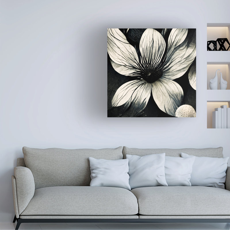 Ray Heere, fleurs, noir et blanc, art sur toile 5, H 14 po x l 14 po x P 2 po