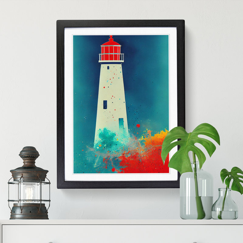Phelan Lighthouse Paint Splatter Vol.1 - Picture Frame Print, Black, 64cm H x 46cm W x 2cm D