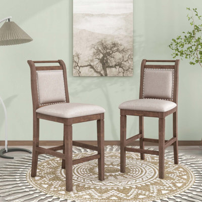 Ensemble de table de salle à manger à hauteur de comptoir en bois 3 pièces avec 2 chaises rembourrées pour petite place
