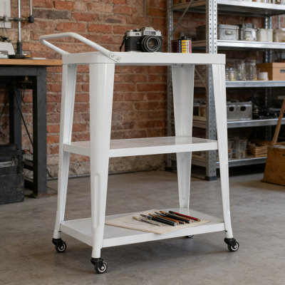 Chariot utilitaire roulant à 3 niveaux avec roues pivotantes et poignée, chariot de cuisine mobile entièrement en métal pour le bar, la salle à manger et l'organisation à la maison
