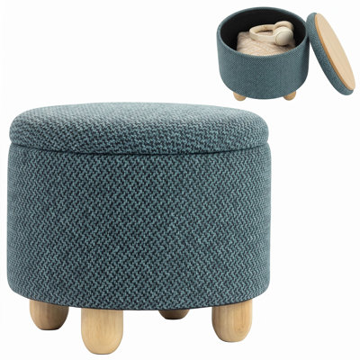HOMCOM Round Storage Ottoman with Reversible Lid
