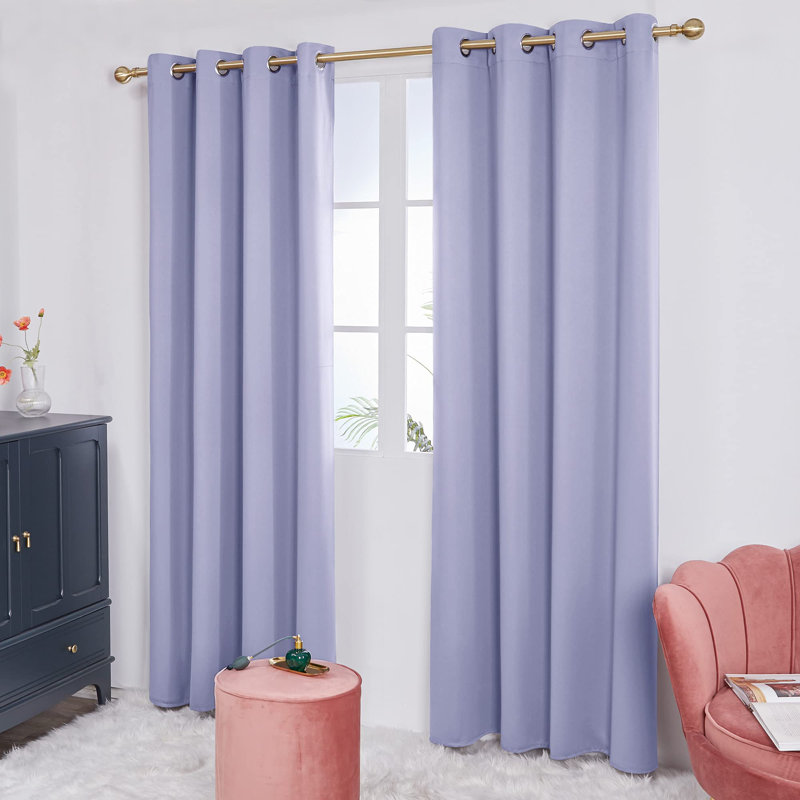 Thermal Insulated Room Darkening Grommet Curtain Panels (Set of 4), 52" W x 45" L, Light Purple