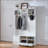49.6 " 5-in-1 Hall Tree with Bench, Shoe Storage & 3 Open Storage Cabinets, Farmhouse Hall Tree with High Gloss Fluted Doors for Hallway Living Room