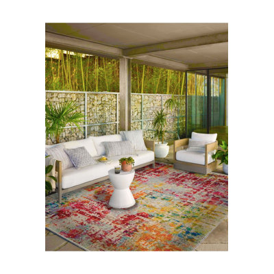 Multitone Pastel Pattern Base Decorative Machine Washable Rug