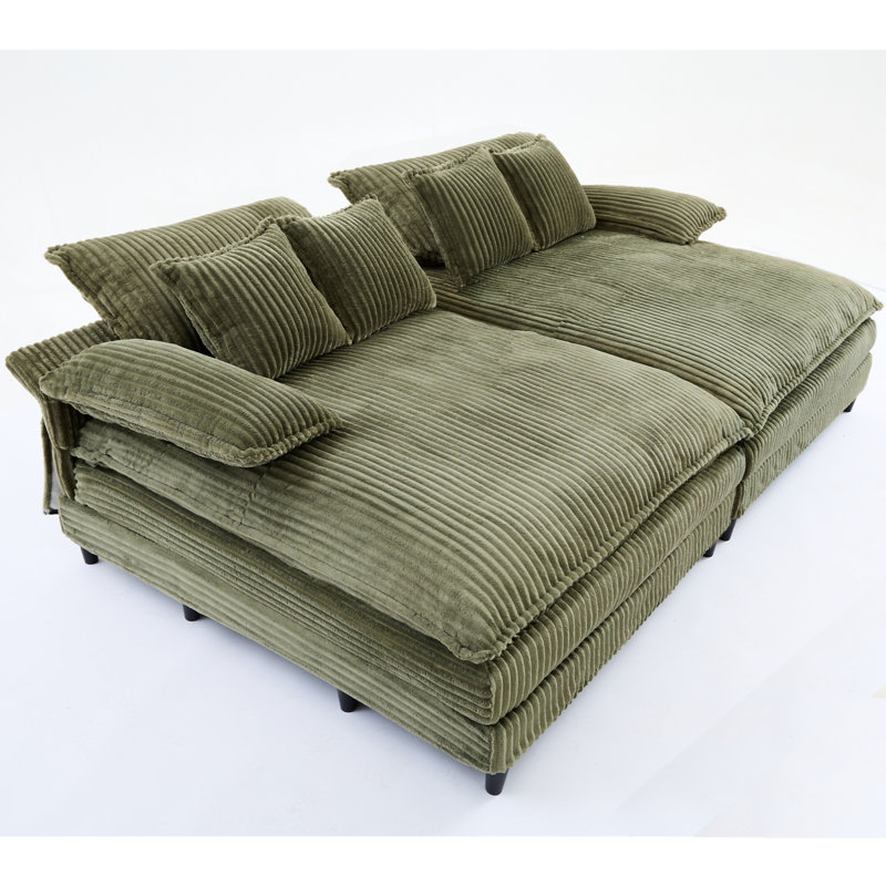 109" W Oversized Double Lounge Chaise, Green