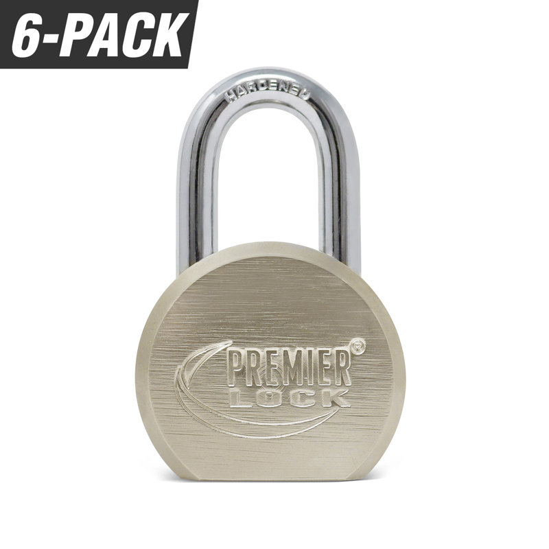 Premier Solid Steel Silver Commercial Padlock 6-Pack