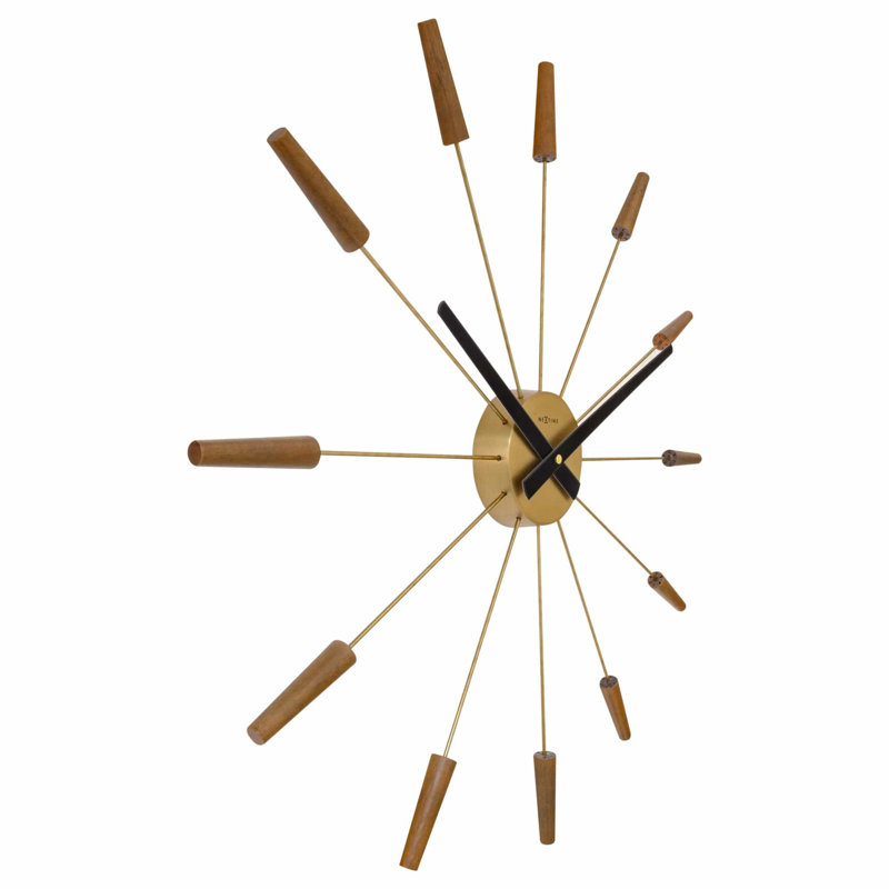 Plug-Inn, 23-Inch, Metallic Spoke Wall Clock, Brun